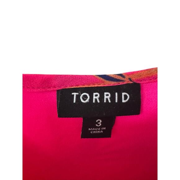 Torrid Bright Pink Floral Pleated Chiffon Midi Sleeveless Dress 22/24 3X New - Picture 6 of 6